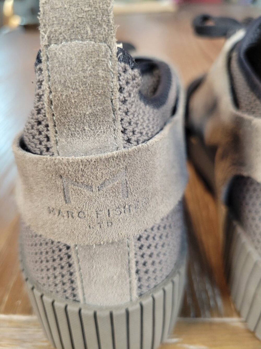Marc Fisher LTD Gray Suede Knit Slip On Platform Sneakers Women's 8 - Picture 11 of 13